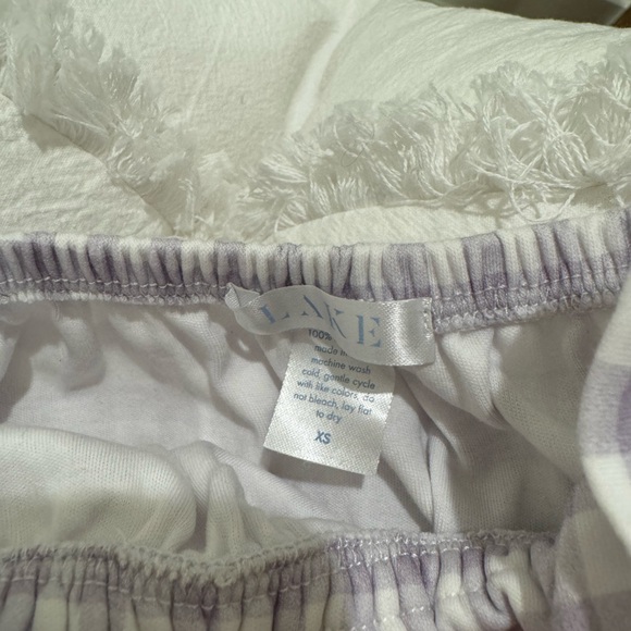 LAKE Pajamas Pima Ruffle Shorts Set in Lilac Gingham - XS - Picture 2 of 6